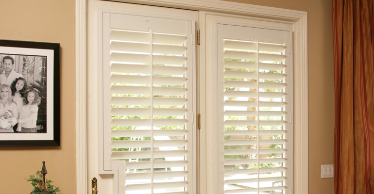 Southern California french door white shutters